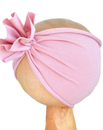 Opaska bawełniana niemowlęca SZEROKA turban brudny róż, FairyBows