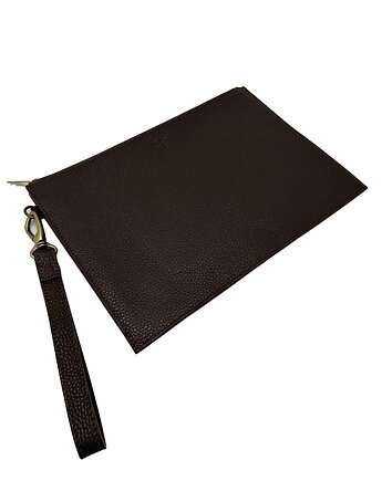 Skórzana stylowa kopertówka w modnym brązowym kolorze, OSOBY - Prezent dla Chłopaka