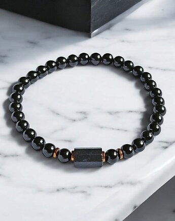 Czarny turmalin - bransoletka męska - OCHRONA, kaktusia