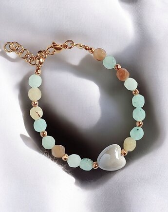 Bransoletka : SPRING collection: JADEIT i ceramiczne serduszko, kaktusia
