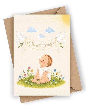 Kartka na Chrzest Święty dziecka- Chrzest Święty, Czarna Owca Karteczki