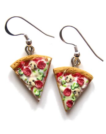 Wiszące Śmieszne Kolczyki Pizza, OMIFIMO