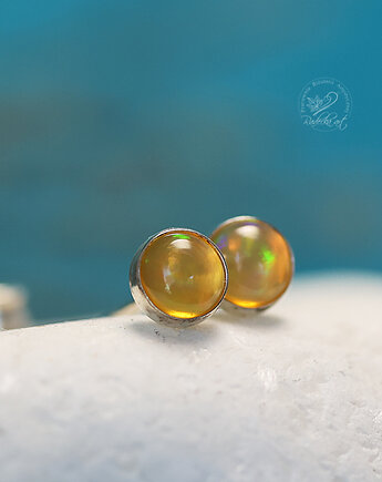 Kolczyki srebrne Opal Stud Earrings, Radecka art