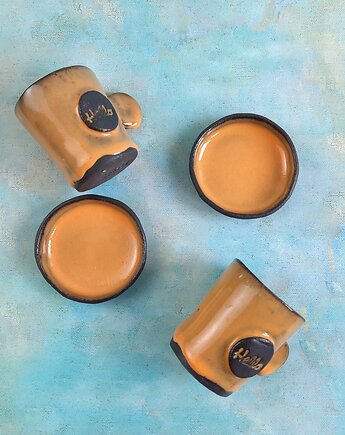 Dwie ręcznie robione eramiczne filizanki do espresso, Ceramika Wydry