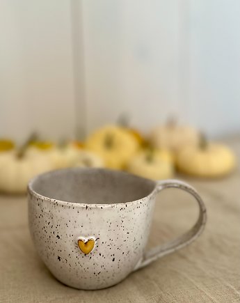 Kubek  biały nakrapiany ze złotym serduszkiem 400 ml, GajaArte