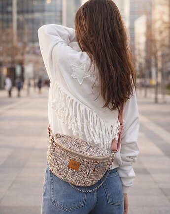 Torebko nerka z kolorowej grubej plecionki, sabi tatka