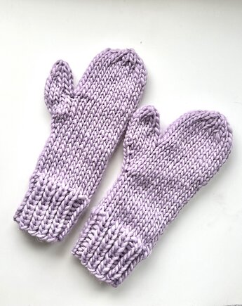 Zimowe rękawiczki z wełny peruwiańskiej Buran lawendowy szron, Made by Jaga