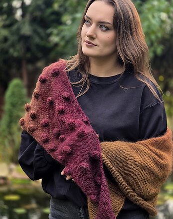 Bąble w burgundzie / szal, agat handmade