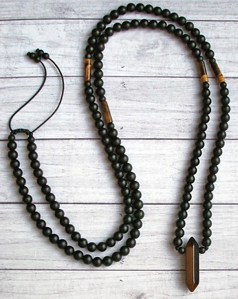 TYGRYSIE OKO, onyks : długi naszyjnik męski, kaktusia