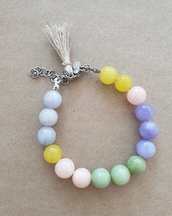 Bransoletka SPRING z jadeitem, fiolet, róż, żółty, zieleń, modesign
