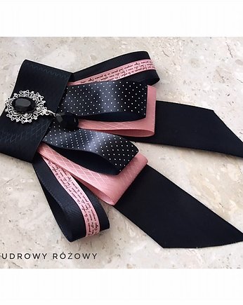 Brosza/ Krawat z   Glamour, Pudrowy Różowy