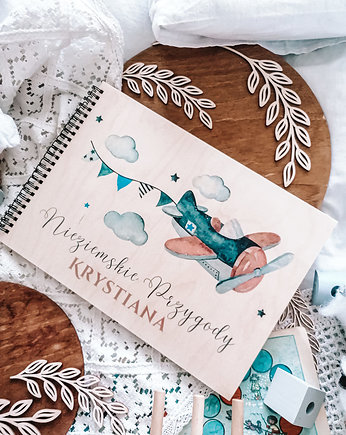 Pamiątka chrztu SAMOLOT album prezent dla chłopca chrzest roczek urodziny, LOO LOO DREAM