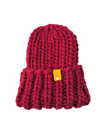 Wełniana czapka zimowa peruvian WOOLY wino, sploteka