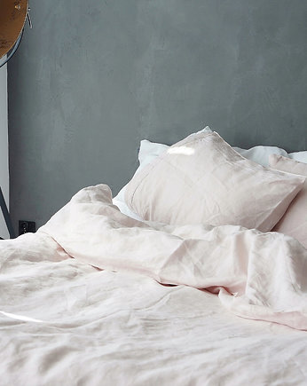Pościel lniana perłowy róż z guzikami(komplet), IL LETTO