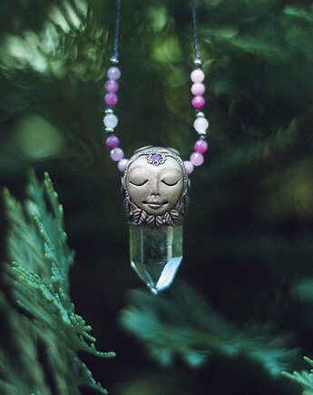 Naszyjnik FOREST SPIRIT z Elfem i Kryształem górskim, Myshen Ya Shop