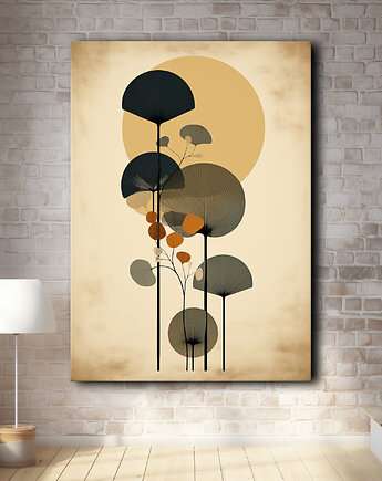 Tropikalne liście - Obraz na płótnie - Druk, Blejtrama - Loft, Minimalizm #40, Black Sapphire Art