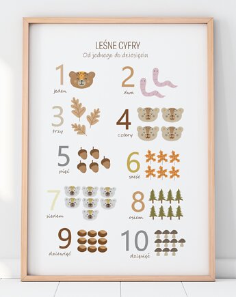 Leśne cyfry - Plakat edykacyjny Las Liczby, happykidsprints