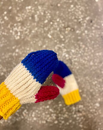 Rękawiczki jednopalczaste z wełny merino multikolor, HisOutfit