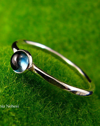 Pierścień Drobinek - Topaz London Blue Srebro, Kuźnia Nehesi