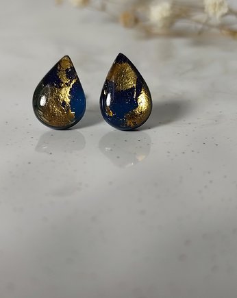 Kolczyki Łezki 24 K Granat Złoto, NOBU