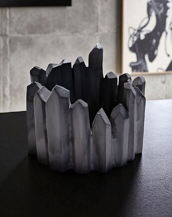 Pojemnik z gipsu w kolorze czarnym CRISTAL Deep Black, Oyka Candle