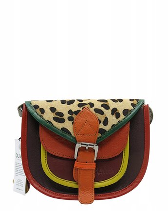 Torebka damska listonoszka skórzana regulowany pasek kolorowa OLIVKA, Olivka Warsaw