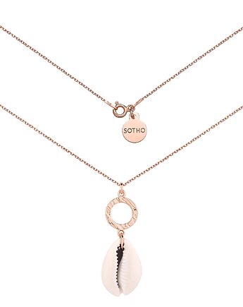 Naszyjnik z różowego złota z chropowatym kółeczkiem i dużą muszelką, SOTHO