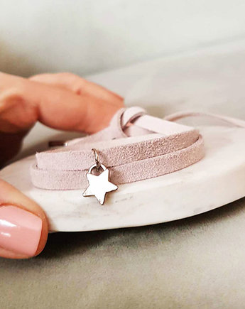 Bransoletka zamszowa z gwiazdką pink, barboleta