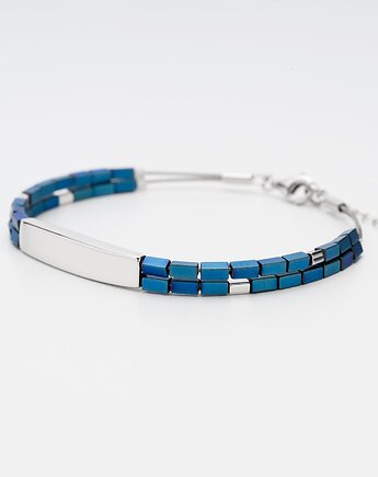 Bransoletka srebrna 925  z niebieskim tytanem, Ade Art