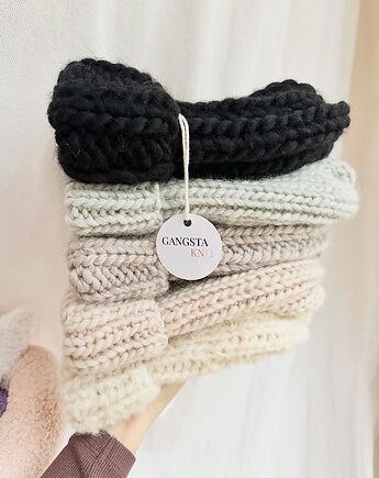 Bestseller wełniana czapka Lily 100% wełna handmade ręcznie robiona, GANGSTA KNIT