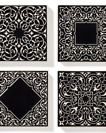 Kafle czarne, cztery ornamenty, pracowniazona