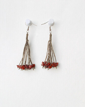 Ciemna cegła Kolczyki lniane, galeria nuit