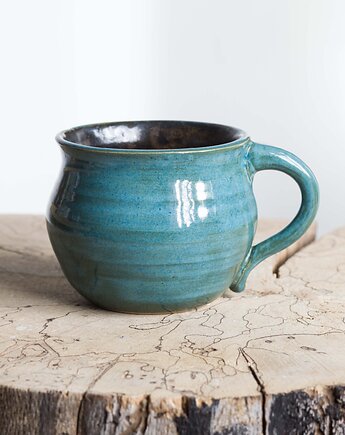 Kubek toczony turkusowy, studnia ceramiczna