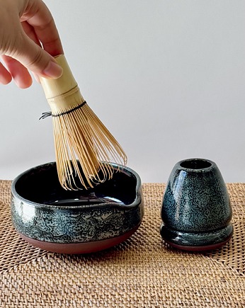 Zestaw do Matcha Miska + Stojak - iglasty las, Koło i Piec