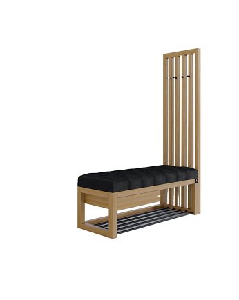 Ławka Szafka Pufa Pikowane Siedzisko Czarny Wieszak LPP-127, EMRA WOOD DESIGN