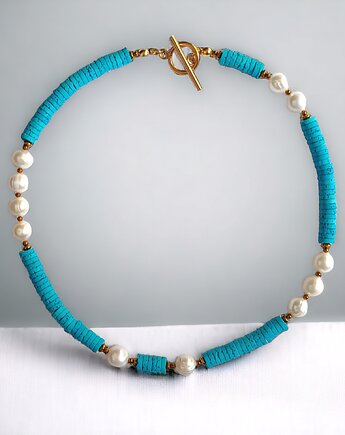 Naszyjnik : kolekcja summer ocean : PERŁY & LAWA turkusowa, kaktusia