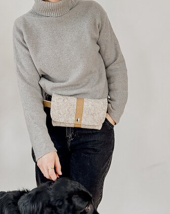 Marmollada - torebka filcowa nerka BEŻOWA + b, marmollada