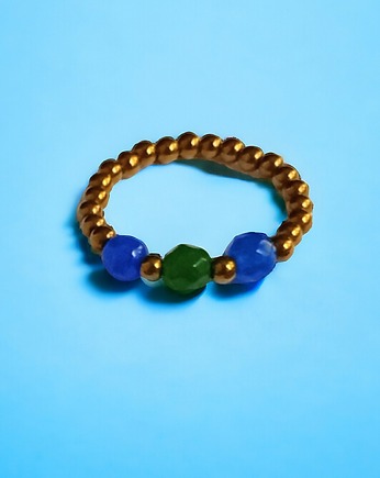 Pierścionek : golden summer III :: jadeit, hematyt., kaktusia