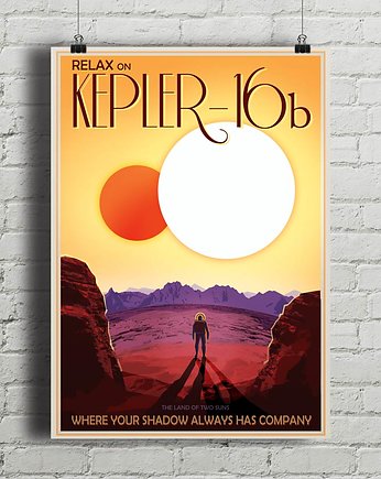 Planeta Kepler 16b - vintage plakat, minimalmill