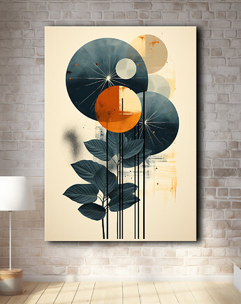 Tropikalne liście - Plakat - Loft, Minimalizm #74, Black Sapphire Art
