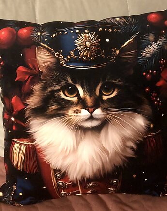 Poduszka gwiazdkowa ze świątecznym kotem, MOJAMAJA