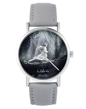 Zegarek - Magiczny las - skóra, szary, yenoo