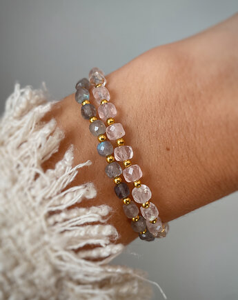 Zestaw Dwóch Bransoletek z labradorytu i kwarcu różowego, Bring Biżuteria