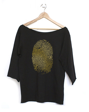 Złoty odcisk Oversize czarny długi, ONE MUG A DAY