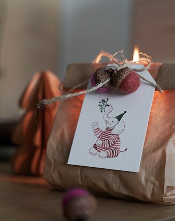 Zestaw etykietek do prezentów świątecznych (słoń, myszka, świnka), HI LITTLE