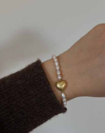 Bransoletka z pereł naturalnych serce, Chmolowska Jewellery