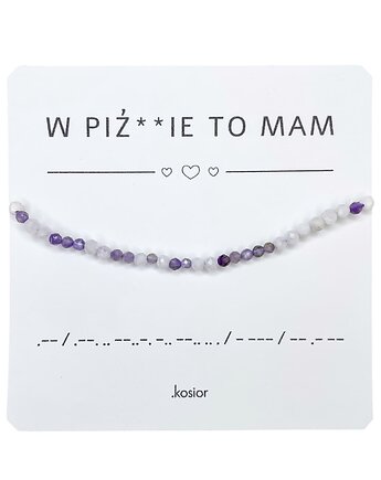 Bransoletka z alfabetem Morse Księżycowy, Ametyst, karolina kosior
