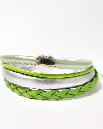 Bransoletka - Zielone serce - rzemienie, yenoo