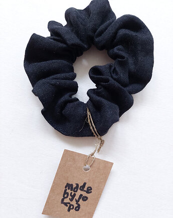 100% len, gumka/scrunchie, czerń, madebyjokpa