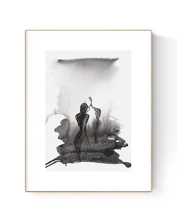 Grafika 21X30 malowana ręcznie na papierze, OSOBY - Prezent dla koleżanki